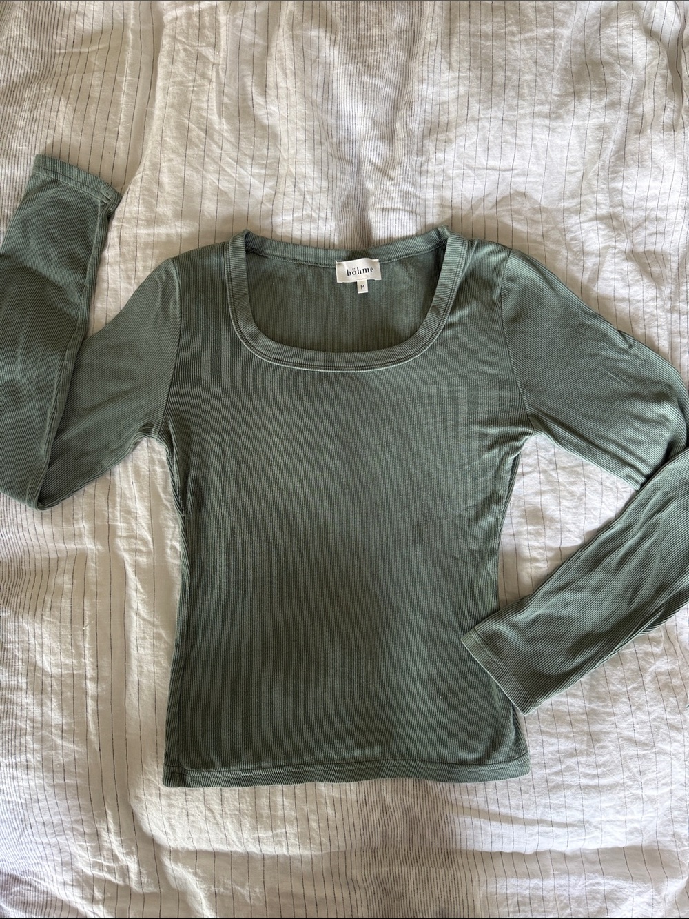 bohme Olive Scoop Neck Long Sleeve Top